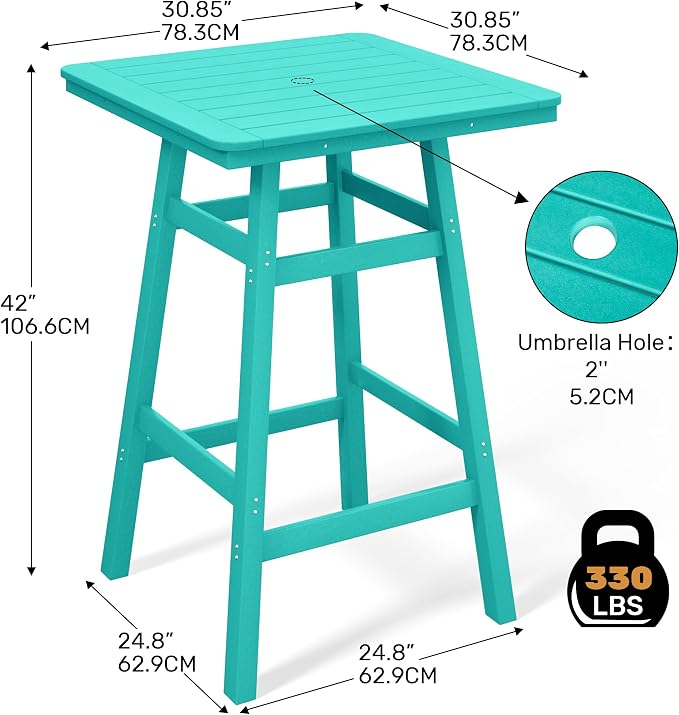 Costaelm Outdoor Bar Table, Patio Bistro Dining Pub Table - Image 3