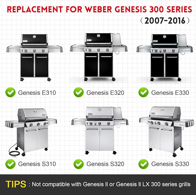 GGC 19.5" Grill Grates for Weber Genesis 300 Series, 7524/7528 Grill Parts - Image 2