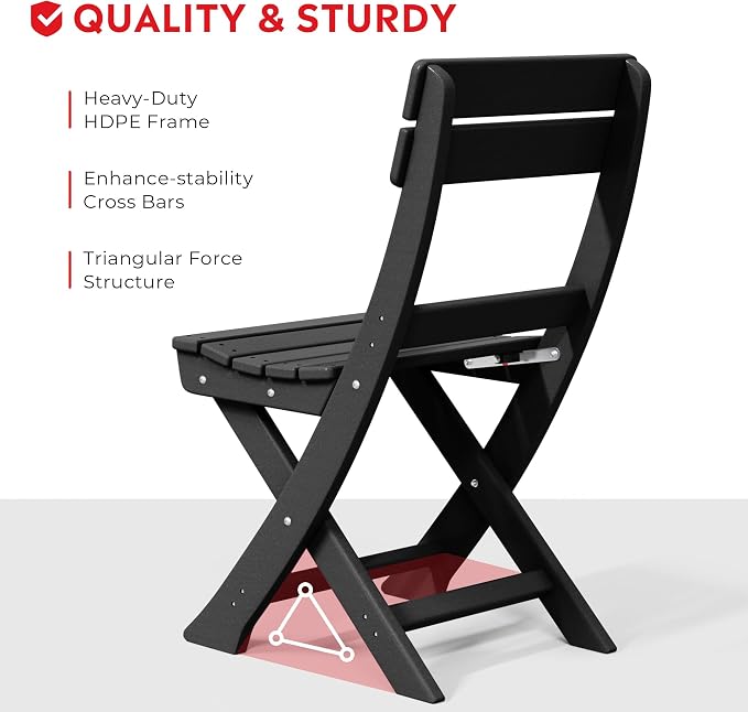 Costaelm Paradise 3-Piece Outdoor HDPE Folding Patio Bistro Table and Chairs - Image 7