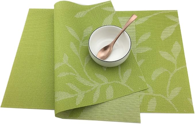 Gugrida Place Mats PVC Set of 6, Table Placemats Set of 6 PVC Woven Vinyl Place - Image 6