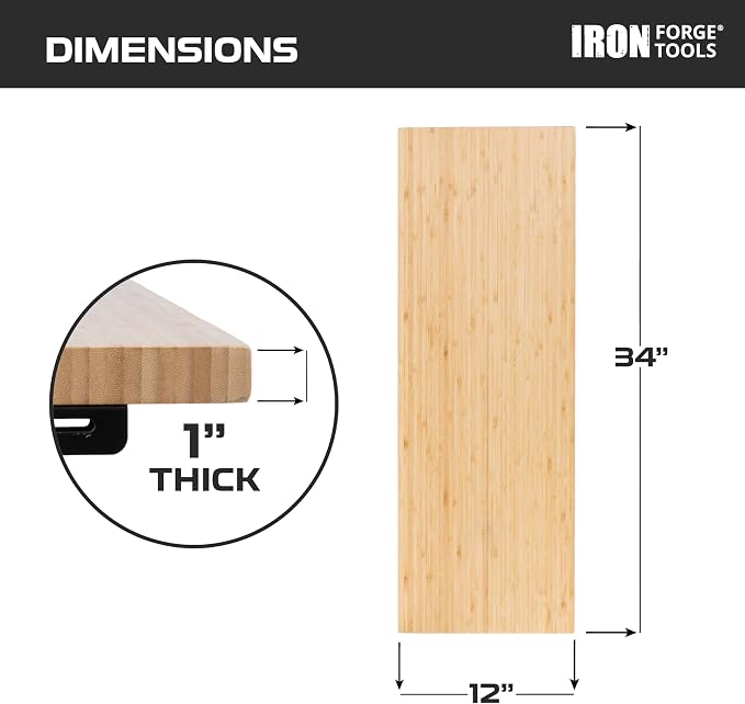 Iron Forge Tools 34x12 Wood Folding Grill Shelf Accessory - Image 2