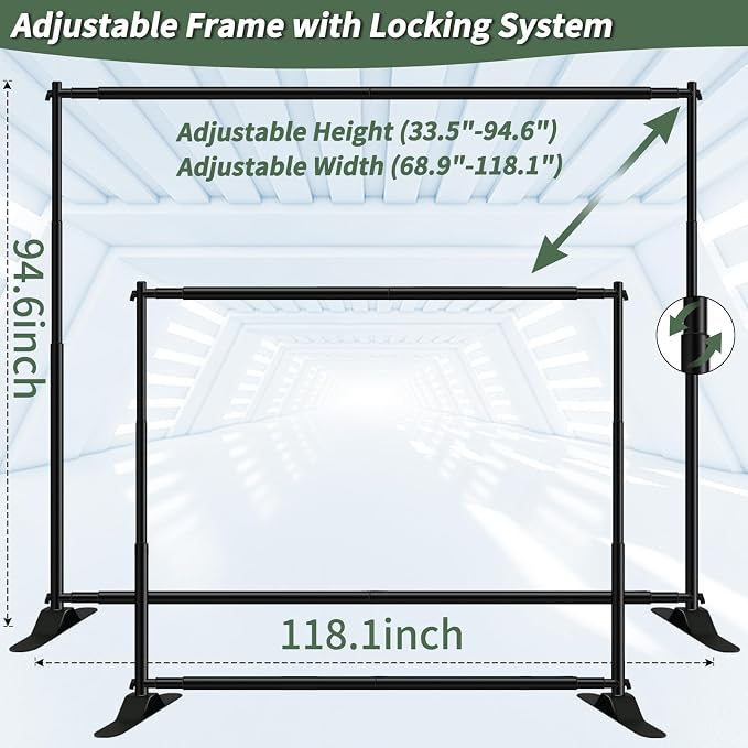 iElyiEsy 10x8FT Strengthen Heavy Duty Thickened and Sturdier Background Stand - Image 3