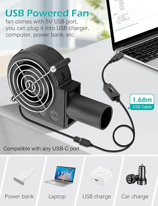 97mm x 33mm USB Centrifugal 5V Air Blower Brushless Fan - Image 2