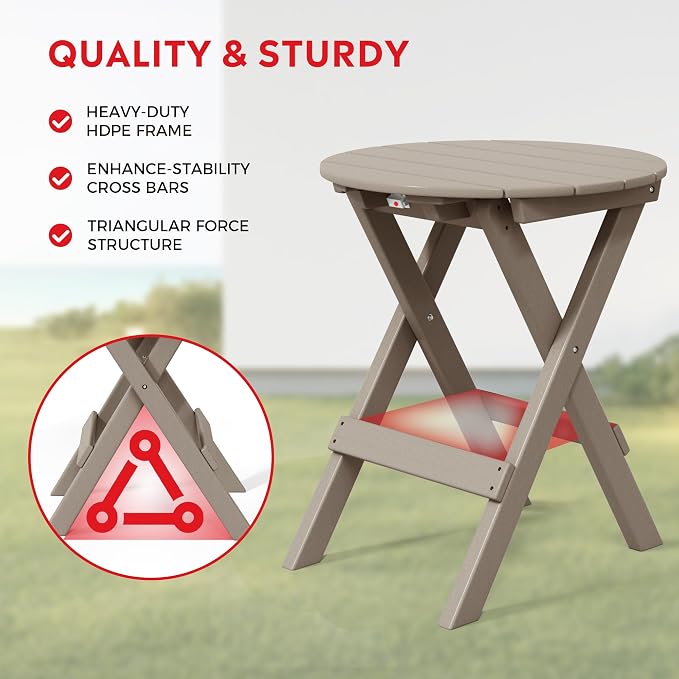 Costaelm Paradise 3-Piece Outdoor HDPE Folding Patio Bistro Table and Chairs - Image 4