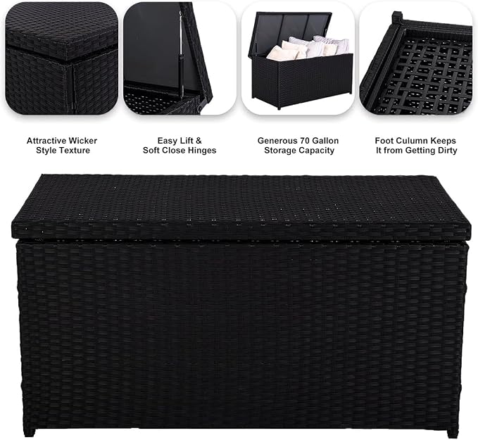 Outdoor 70 Gallon Wicker Storage Box - Image 5