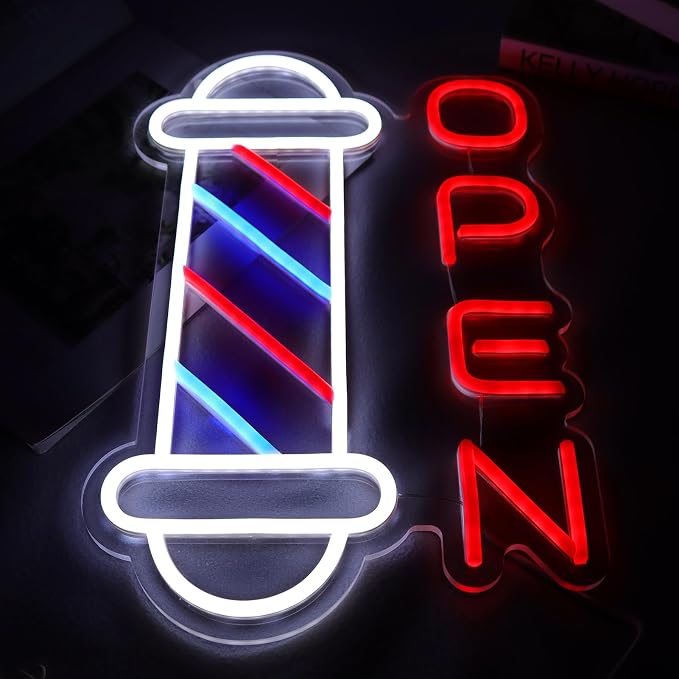 JFLLamp Barber Shop Neon Signs for Wall Decor Open Neon Lights for Bedroom Led - Image 2