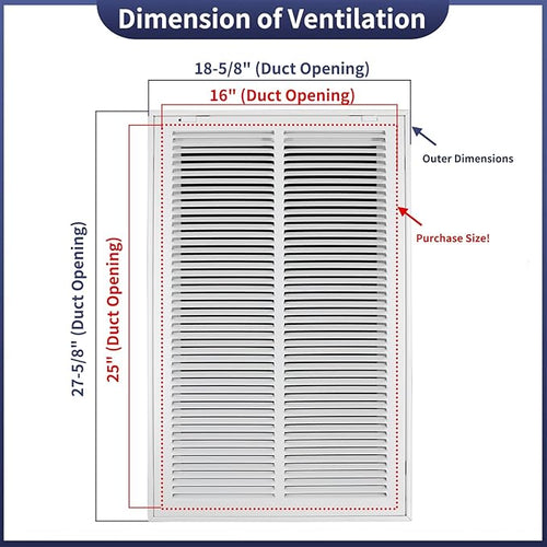 16"W x 25"H Steel Return Air Filter Grille - Image 2