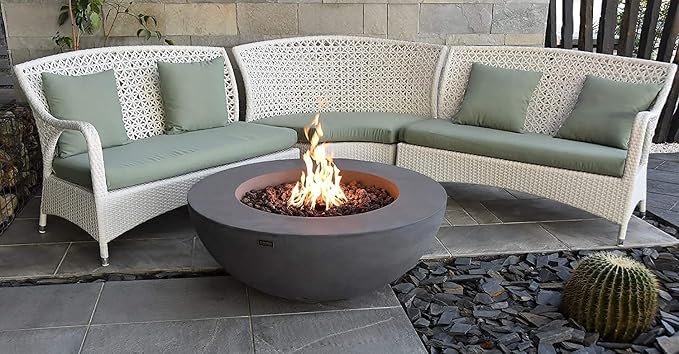 Elementi | Lunar Gas Fire Pit Cast Concrete 42" Round Fire Table, Outdoor Fire - Image 7