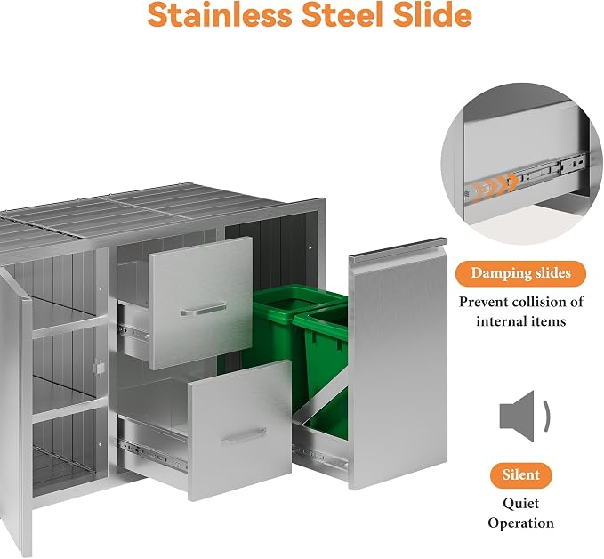 Jocisland Outdoor Kitchen Drawers 41.5" W×23" D×23" H Stainless Steel Drawers - Image 6