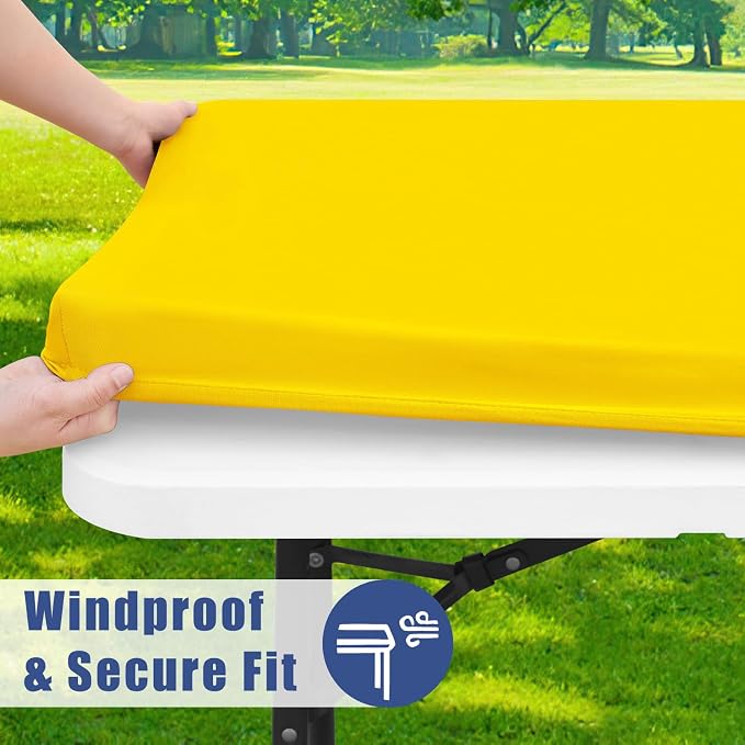 Spandex 8 Foot Rectangle Table Cloth 6 Pack, Elastic Fitted Tablecloths - Image 3