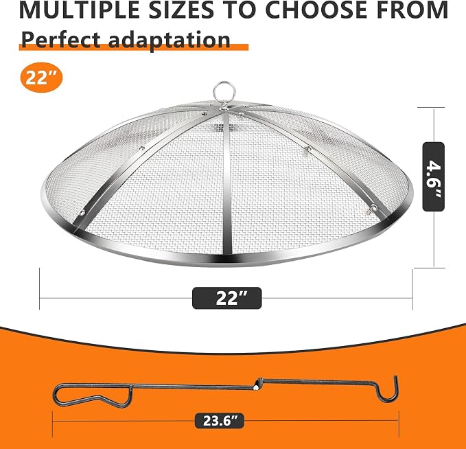 22Inch Fire Pit Spark Screen, Stainless Steel Fire Pit Screen Cover - Image 2