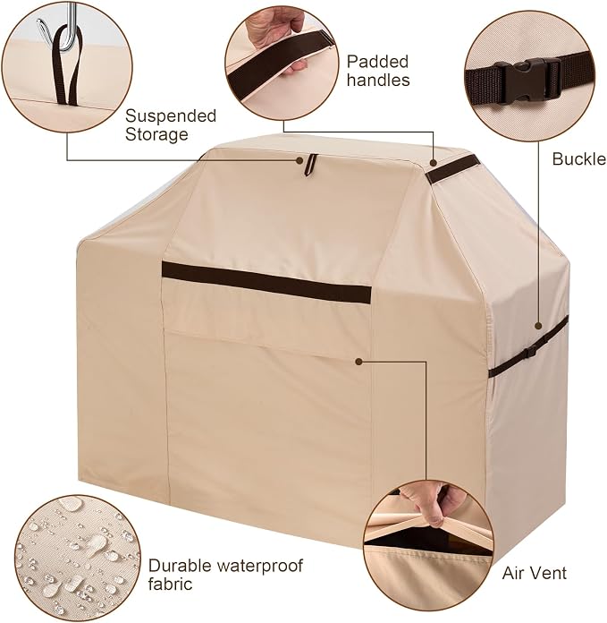 Outdoor BBQ Grill Cover 53''W x 25''D x 43''H Rip-Proof Waterproof Grill Covers - Image 3