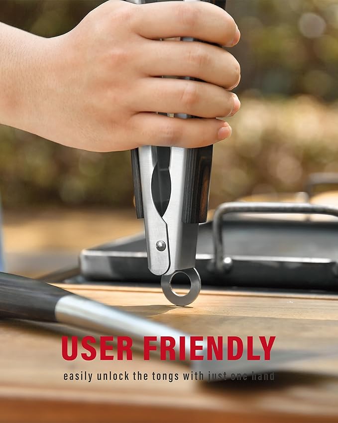 Stainless Steel BBQ Tool Set | Dark-Dyed Wood Handles | Heavy Duty Grilling - Image 3