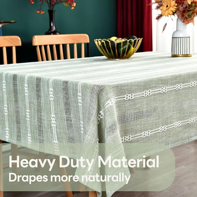 Heavy Duty Cotton Table Cloth for Rectangle Table Sage Green Rectangular - Image 4