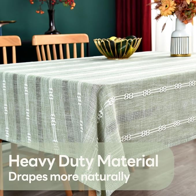 Heavy Duty Cotton Tablecloth for Square Table Sage Green Farmhouse Vintage - Image 4