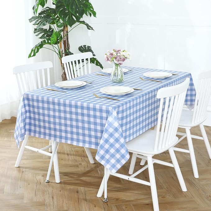 Romanstile Rectangle Vinyl Tablecloth, 100% Waterproof Buffalo Gingham Plastic - Image 3