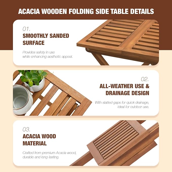 Folding Wooden Side Table – Premium Portable Foldable Table - Image 8