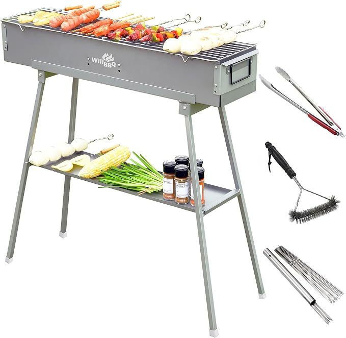 WILLBBQ Charcoal Grills Commercial Quality Portable Hibachi BBQ Lamb Skewer by WillBBQ