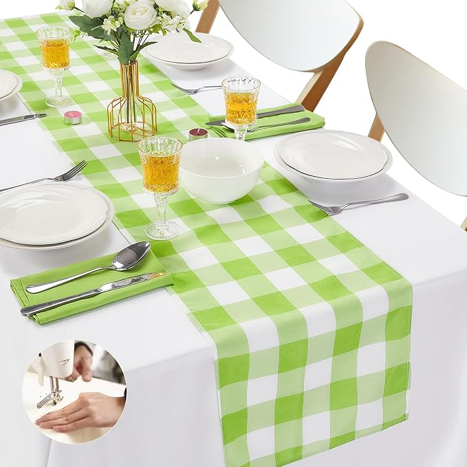 Fabric Checkered Table Runner 12 Pack Waterproof Gingham Table Runner 14W x by Cupuamon