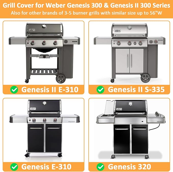 7130 Grill Cover for Weber Genesis 300 & II 300 Series Gas Grill, Waterproof - Image 3
