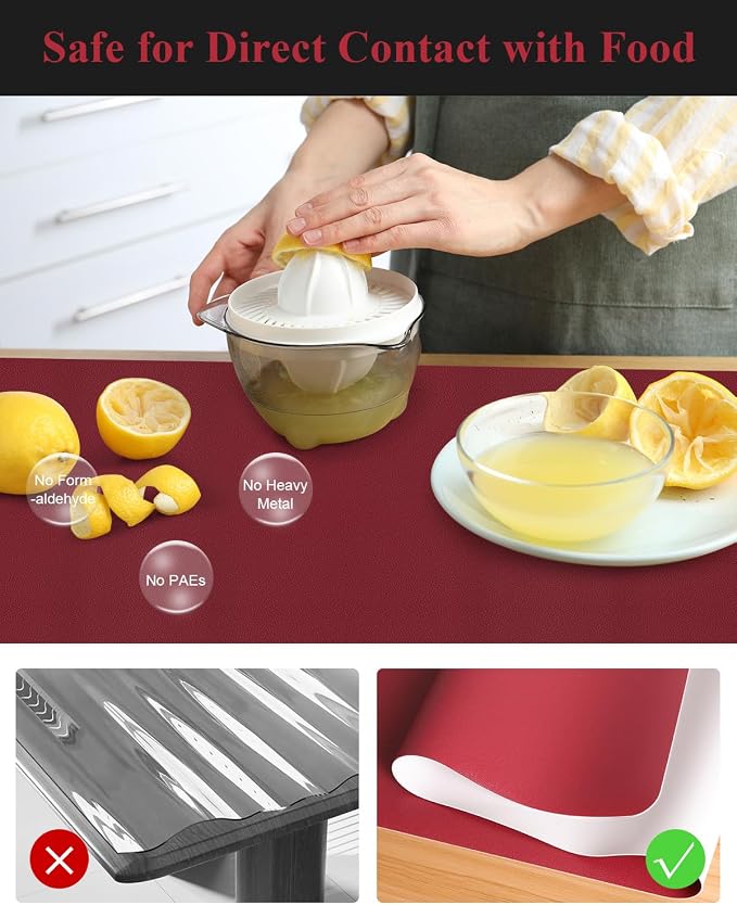 Wine Red Plastic Table Cover Protector, 1.5mm Thick Rectangle Vinyl Table Top - Image 5