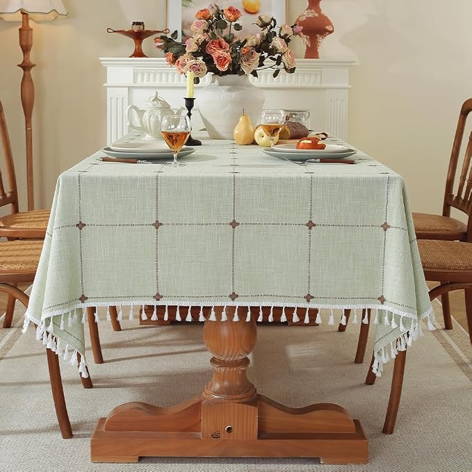 Pahajim Rustic Linen Tablecloth Cotton Rectangle Table Cloth by Pahajim