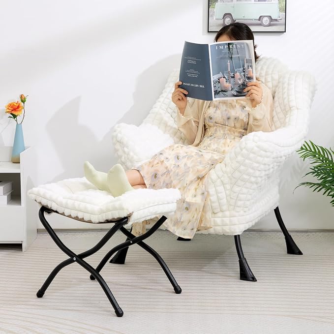 HollyHOME 15" Folding Footrest Stool, Upholstered Small Foldable Ottoman - Image 8