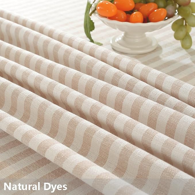 TruDelve Round Tablecloth 70 Inch Beige Striped Cloth Tablecloths Fall - Image 3