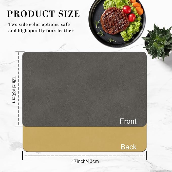 BLESWIN Faux Leather Placemats, PU Dining Table, Waterproof and Oil Resistant - Image 5