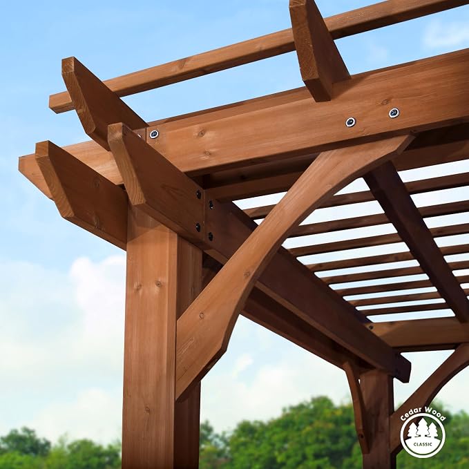 Backyard Discovery Beaumont 10' x 10' Traditional Cedar Wood Pergola Kit - Image 8