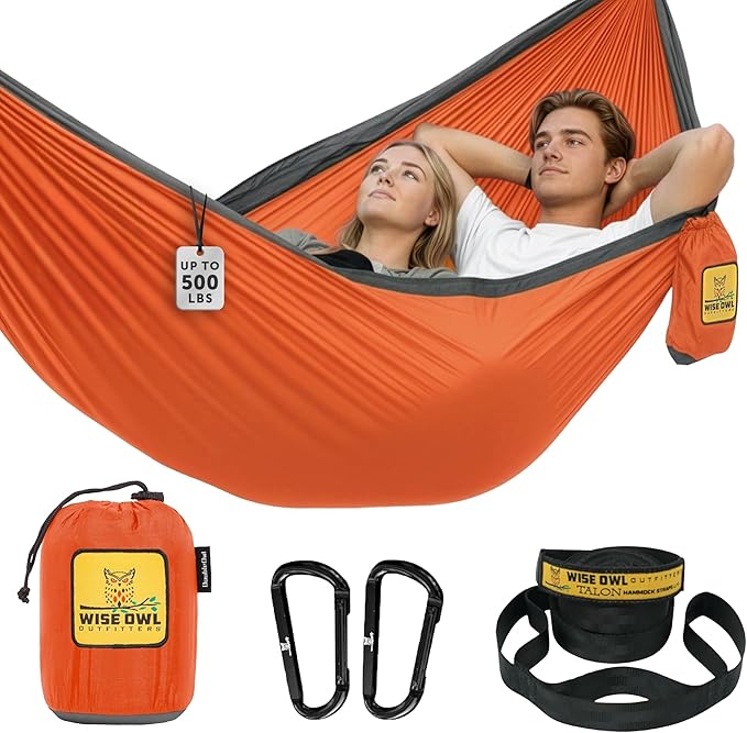 Hammock for Two, 500 lb Nylon Camping Hammock with Tree Straps