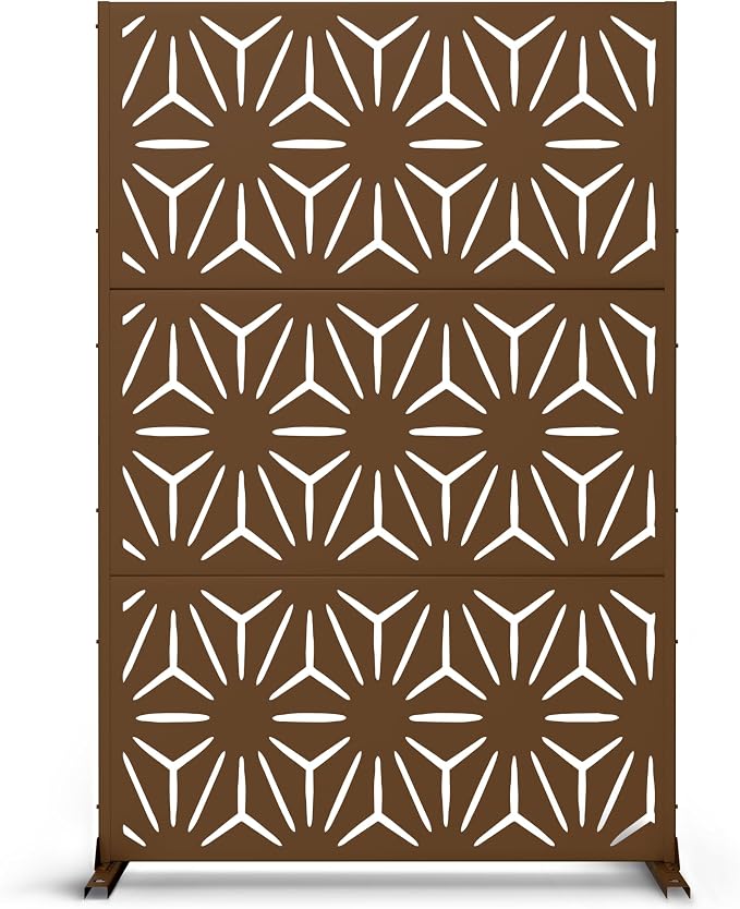 Metal Privacy Screen Outdoor 72" H×47" W, Freestanding Decorative Privacy Screen by Unknown