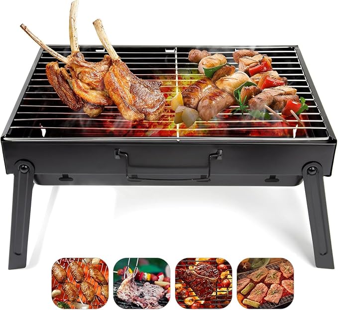 Folding Portable Barbecue Charcoal Grill, Barbecue Desk Tabletop Outdoor by AGM