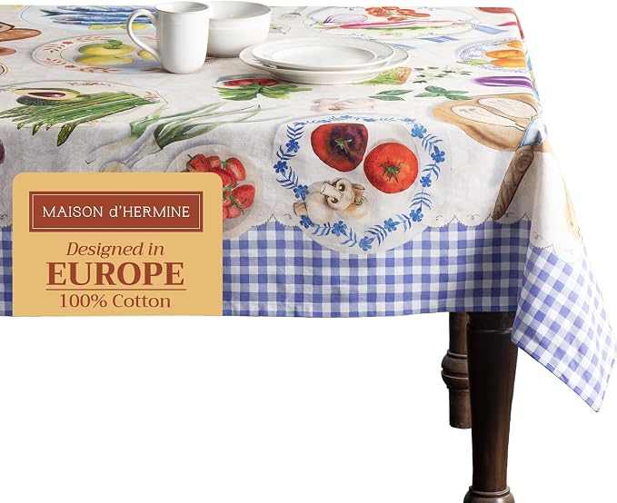 Maison d' Hermine Table Cloth Rectangle Table 100% Cotton 70 x 90 Inches by MaisondHermine