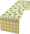 Lemon Buffalo Plaid Table Runner, Rustic Farm Fruit Aesthetic Country Farmhouse by Unknown