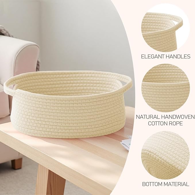 Woven Basket, Small Rope Storage Bin - Image 3