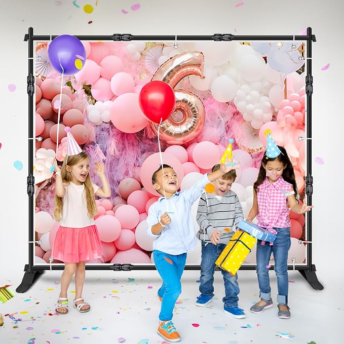 iElyiEsy Backdrop Banner Stand, 8x8FT Heavy Duty Adjustable Step and Repeat - Image 6