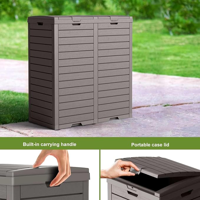 Outdoor Trash Can with lid, Waterproof, UV-Resistant Resin Garbage Can - Image 6