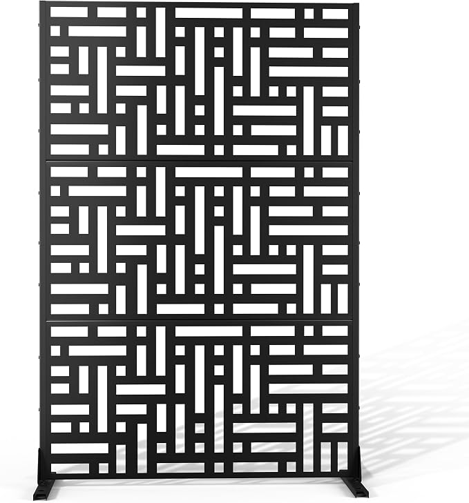 Metal Privacy Screen 72" H47 W, Freestanding Decorative Outdoor Panel by Unknown
