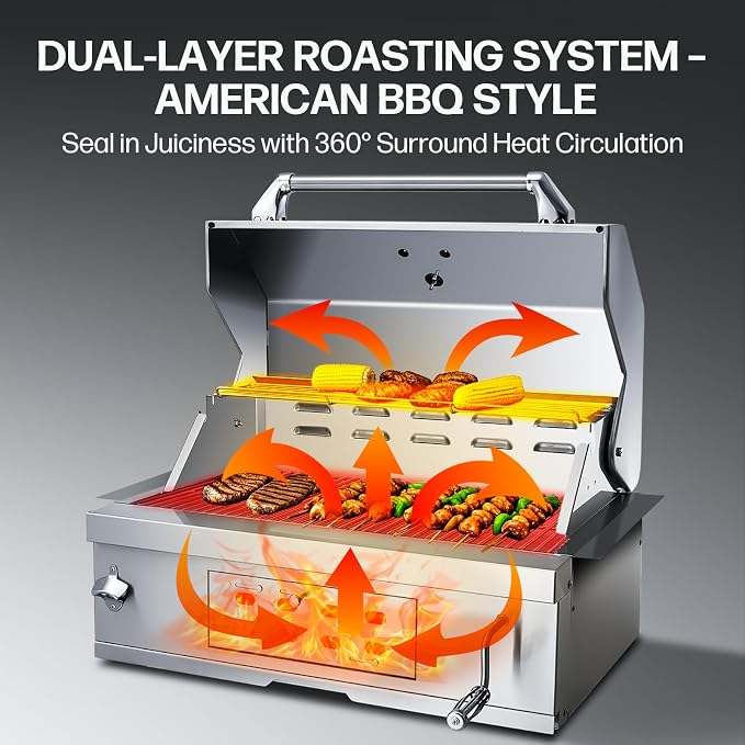 Large Built-In Charcoal BBQ Grill, Charcoal Grills - Image 4