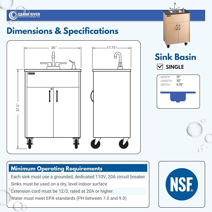 Ozark River Portable Sinks Premier 1, Maple Laminate-Laminate - Image 4