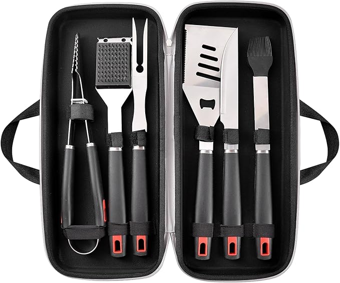 Barbecue Tool Set, 6-Piece Stainless Steel Grilling Accessories with Long Handles