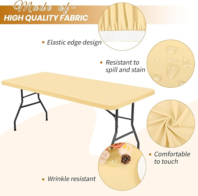 10 Pack Stretch Fabric Table Top Cap Cover, Washable Elastic Universal - Image 3