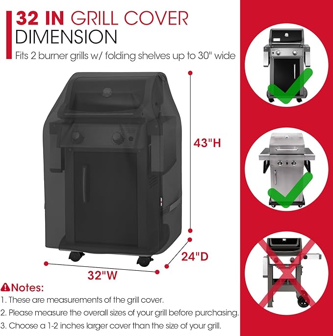 Unicook 2 Burner Grill Cover 32 Inch, Outdoor Small BBQ Cover - Image 2