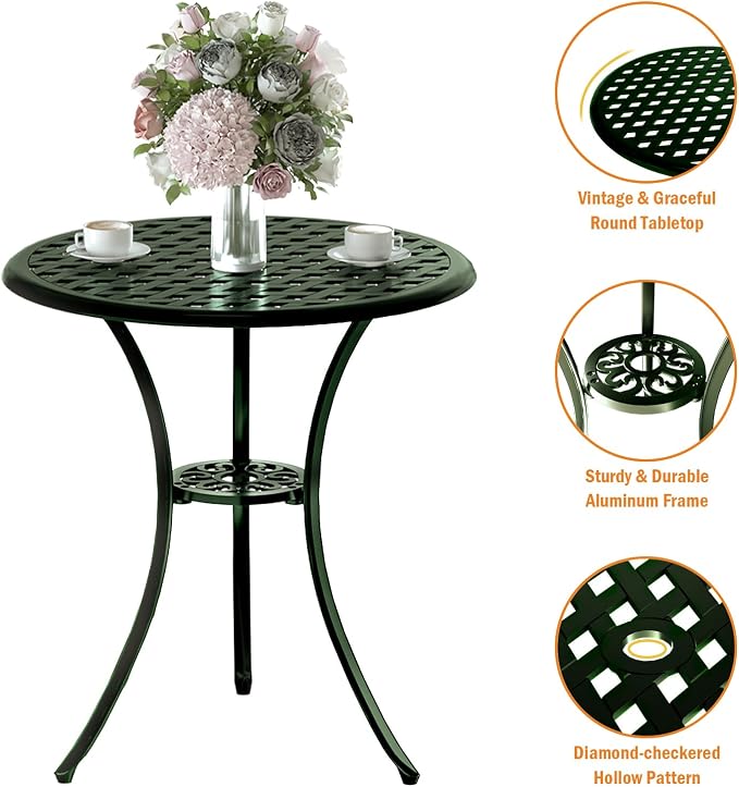 Patio Bistro Set 3 Piece, Cast Aluminum Bistro Set - Image 4