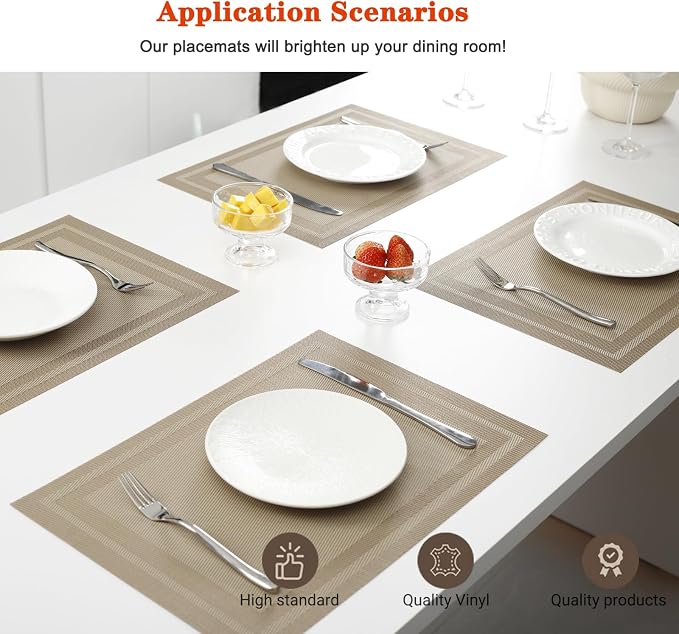Placemats Set of 6, Heat and Stain Resistant Indoor/Outdoor Place mats - Image 2