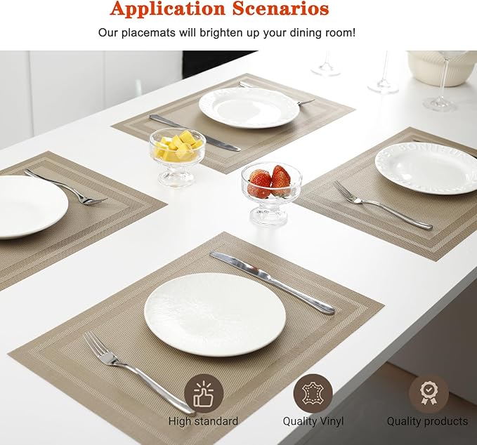 Placemats Set of 12, Heat and Stain Resistant Indoor/Outdoor Place mats - Image 2
