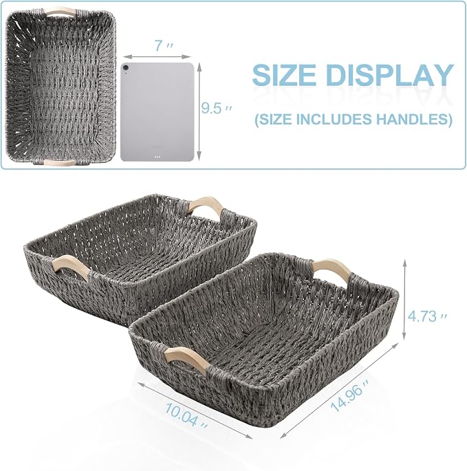 FairyHaus Wicker Baksets 2Pack 15x10x5, Recyclable & Renewable Paper Rope - Image 6