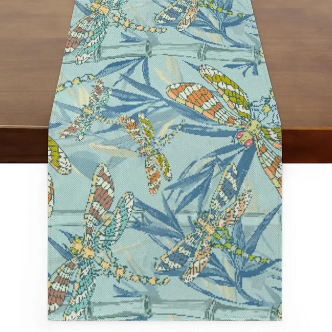 Watercolour Dragonflies Table Runner Kitchen Dining Table Runner 13*108in Table by Mularoka