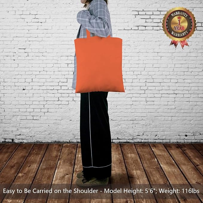 TOPDesign 6-Pack Economical 16"x15" Orange Cotton Tote Bag, Lightweight Medium - Image 2
